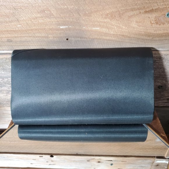 Satin Evening Purse - Black Bow, Snap Closure, Rope Handle - Picture 8 of 10